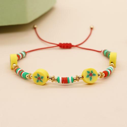 Cotton Thread Bracelet, with Polymer Clay, Adjustable & for woman, mixed colors, nickel, lead & cadmium free, Sold By PC
