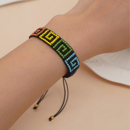 Fil de coton bracelet, avec Seedbead, Réglable & pour femme, couleurs mélangées, protéger l'environnement, sans nickel, plomb et cadmium, Longueur:14 cm, Vendu par PC
