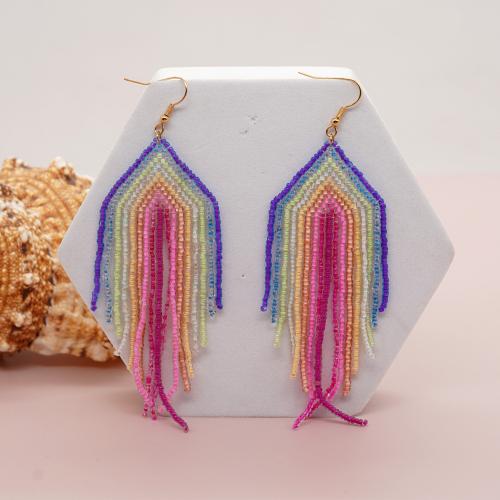 Glass Tassel Earring, for woman, more colors for choice, nickel, lead & cadmium free, Sold By Pair