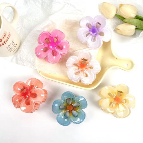 Hair Claw Clips, Polystyrene, Flower, fashion jewelry, more colors for choice, 75x68mm, Sold By PC