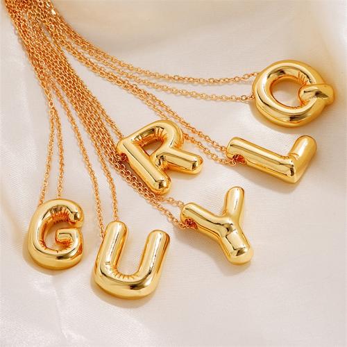 Brass Necklace, with 5cm extender chain, Alphabet Letter, fashion jewelry & different designs for choice & for woman, gold, Length:40 cm, Sold By PC