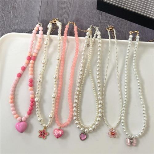 Fashion Necklace Jewelry Plastic with Zinc Alloy fashion jewelry & for woman Length 41-50 cm Sold By PC