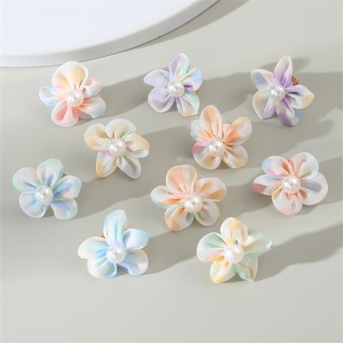 Earring Jewelry, Polyester, with Plastic Pearl, Flower, epoxy gel, fashion jewelry & for woman, more colors for choice, 27x27mm, Sold By Pair