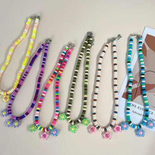 Mode halsband smycken, Polymer Clay, handgjord, mode smycken & för kvinna, fler färger för val, Längd 41-50 cm, Säljs av PC