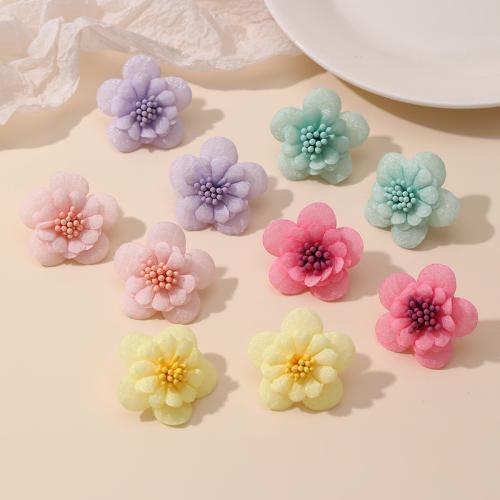 Earring Jewelry, Polyester, Flower, epoxy gel, fashion jewelry & for woman, more colors for choice, 35x35mm, Sold By Pair