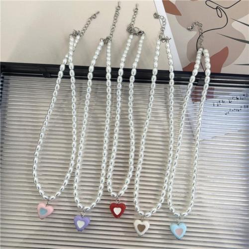 Plastic Pearl Necklace with Zinc Alloy fashion jewelry & for woman Sold By PC