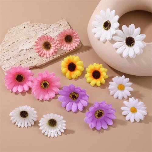 Earring Jewelry, Milk Silk, Flower, epoxy gel, fashion jewelry & for woman, more colors for choice, 55x55mm, Sold By Pair