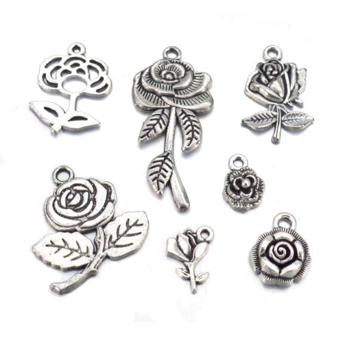 Tibetan Style Flower Pendants, Rose, plated, DIY & different styles for choice, original color, 100PCs/Lot, Sold By Lot