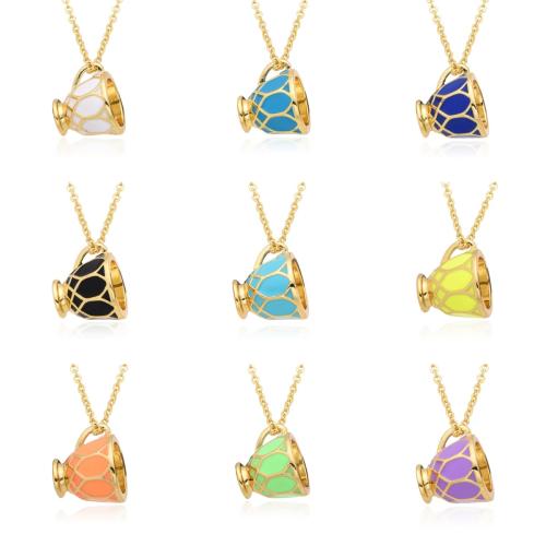 Brass Necklace, plated, for woman & enamel, more colors for choice, Length:Approx 41-50 cm, Sold By PC