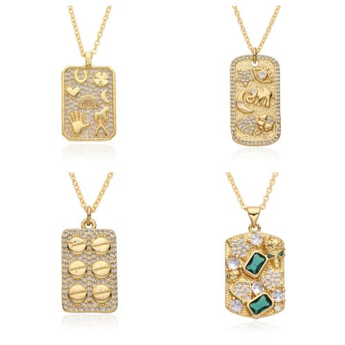 Kubický zirkon Micro vydláždit mosaz náhrdelník, různé styly pro výběr & micro vydláždit kubické zirkony & pro ženy, zlatý, Délka Cca 41-50 cm, Prodáno By PC