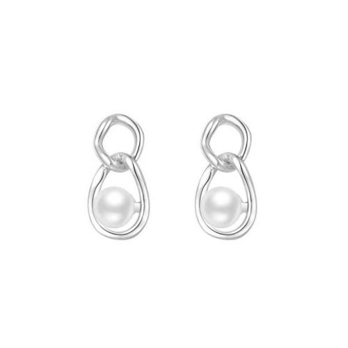 925 Sterling Silver Drop &  Dangle Earrings, with Plastic Pearl, for woman, more colors for choice, 6x13mm, Sold By Pair