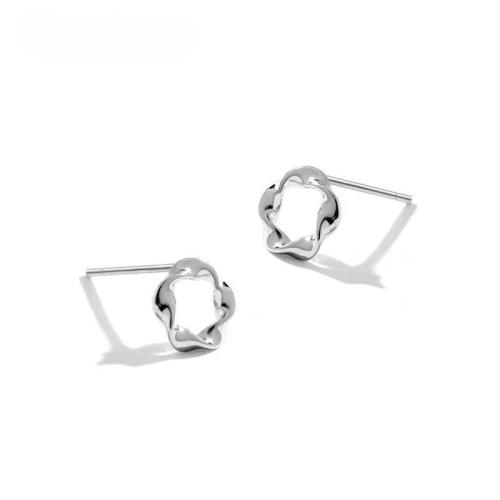 925 Sterling Silver Stud Earrings, different styles for choice & for woman, silver color, 9.20x9.20mm, Sold By Pair