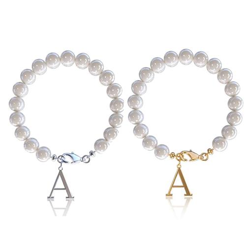 Couple Bracelet and Bangle, 304 Stainless Steel, with Plastic Pearl, 2 pieces & Unisex & different size for choice & different styles for choice, more colors for choice, Length:16 cm, Sold By Set