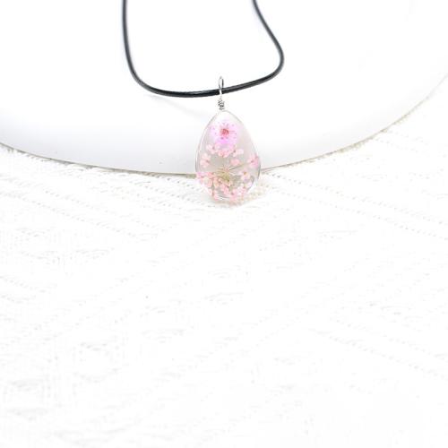 Glass Necklace with Dried Flower handmade for woman Length 45 cm Sold By PC