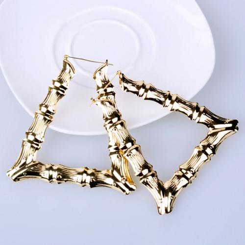 Iron Earring, plated, for woman, golden, Sold By Pair