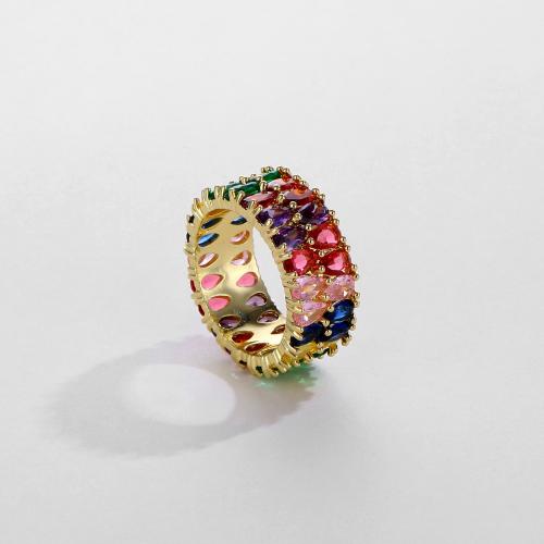 Cubique anneau en laiton Circonia Micro Pave, bijoux de mode & normes différentes pour le choix & pavé de micro zircon & pour femme, plus de couleurs à choisir, Vendu par PC