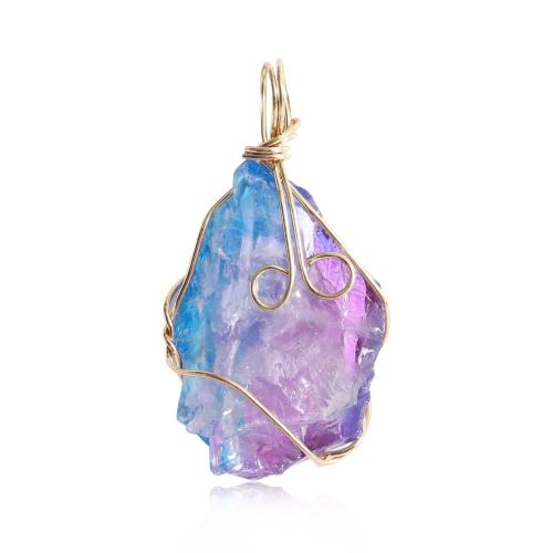 Gemstone Pendants Jewelry Natural Stone with brass wire DIY about 20-40mm Sold By PC