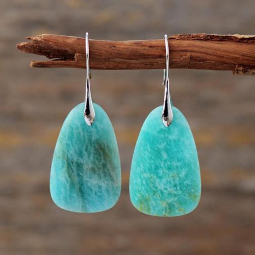 Natural Gemstone Earrings Brass with Natural Stone fashion jewelry & for woman Sold By Pair