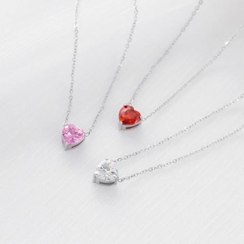 Titanium Steel Necklace, with 5cm extender chain, fashion jewelry & for woman & with rhinestone, more colors for choice, Length:Approx 40 cm, Sold By PC