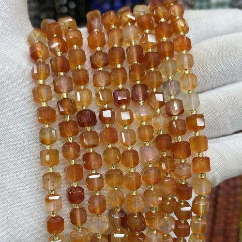 Natural Red Agate Beads, Square, fashion jewelry & DIY & different size for choice & faceted, mixed colors, Sold Per Approx 38 cm Strand