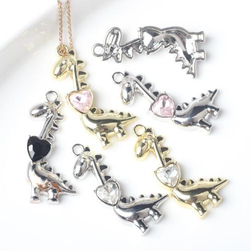 Zinc Alloy Animal Pendants with Cubic Zirconia Dinosaur plated fashion jewelry & DIY nickel lead & cadmium free Approx Sold By Bag