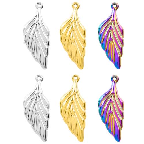 Stainless Steel Pendants, 304 Stainless Steel, Leaf, Vacuum Ion Plating, fashion jewelry & DIY, more colors for choice, 10x27mm, Sold By PC