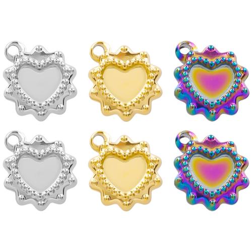 Stainless Steel Pendant Setting, 304 Stainless Steel, Heart, Vacuum Ion Plating, fashion jewelry & DIY, more colors for choice, 12x11mm, Sold By PC