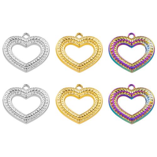 Stainless Steel Heart Pendants, 304 Stainless Steel, Vacuum Ion Plating, fashion jewelry & DIY & hollow, more colors for choice, 18x16mm, Sold By PC
