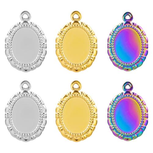 Stainless Steel Pendant Setting, 304 Stainless Steel, Flat Oval, Vacuum Ion Plating, fashion jewelry & DIY, more colors for choice, 18x27mm, Sold By PC