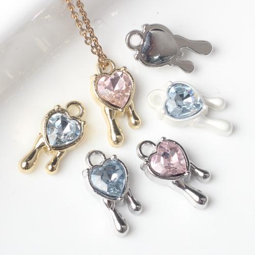 Zinc Alloy Heart Pendants with Cubic Zirconia plated fashion jewelry & DIY nickel lead & cadmium free Approx Sold By Bag