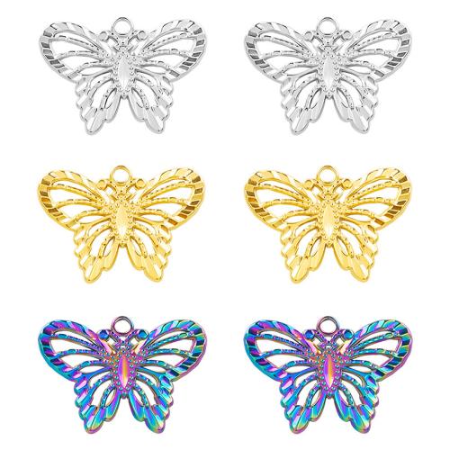 Stainless Steel Animal Pendants, 304 Stainless Steel, Butterfly, Vacuum Ion Plating, fashion jewelry & DIY & hollow, more colors for choice, 30x21mm, Sold By PC