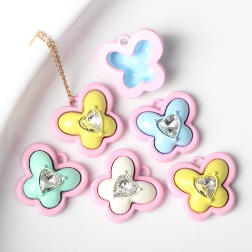 Zinc Alloy Animal Pendants with Cubic Zirconia Butterfly painted fashion jewelry & DIY nickel lead & cadmium free Approx Sold By Bag