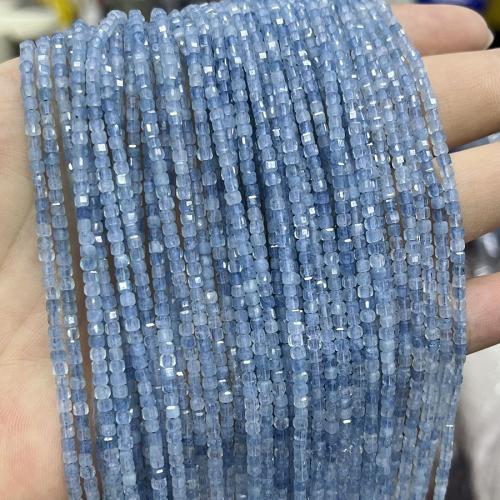 Gemstone Jewelry Beads, Aquamarine, Square, fashion jewelry & DIY & faceted, sea blue, 2.50mm, Sold Per Approx 38 cm Strand