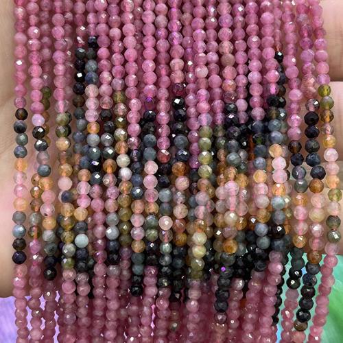 Gemstone Jewelry Beads Tourmaline Round fashion jewelry & DIY & faceted mixed colors 3mm Sold Per Approx 38 cm Strand