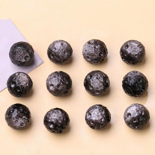 Gemstone Jewelry Beads Silver Obsidian Round DIY 13mm Sold By PC