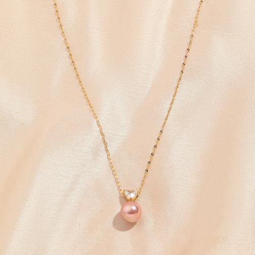 Nehrđajućeg čelika, nakit ogrlice, 304 nehrđajućeg čelika, s Plastična Pearl, s 5cm Produžetak lanac, modni nakit & za žene & s Rhinestone, Dužina Približno 40 cm, Prodano By PC