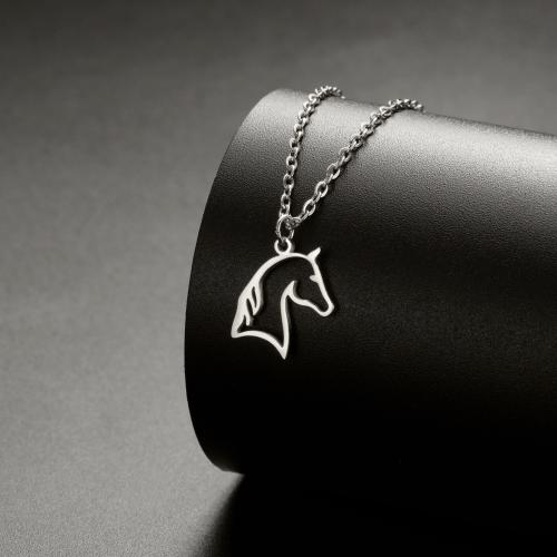 Titanium Steel Necklace Unicorn plated for woman & hollow Length 45 cm Sold By PC