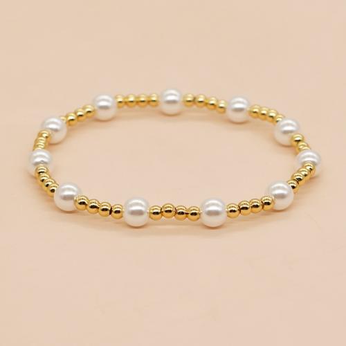 perle d'eau douce cultivée bracelet, avec alliage de zinc, Placage de couleur d'or, styles différents pour le choix & pour femme & émail, plus de couleurs à choisir, Longueur:Environ 14 cm, Vendu par PC