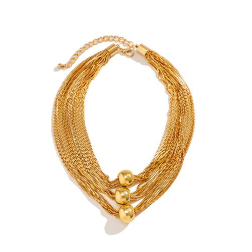 Brass Necklace with 2.7 Inch extender chain plated fashion jewelry & multilayer & for woman Length 13.7 Inch Sold By Set