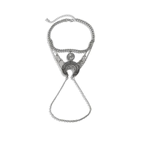Body Chain Sieraden, Zinc Alloy, met ijzeren ketting, plated, mode sieraden & verschillende stijlen voor de keuze & voor vrouw, platina kleur, Verkocht door PC