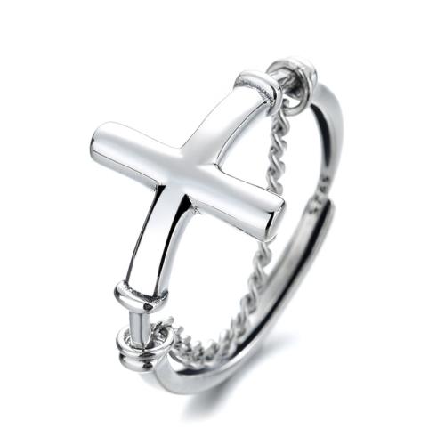 925 Sterling Silver Cuff Finger Ring, Cross, Antique finish, vintage & for woman, 13mm, US Ring Size:6-8, Sold By PC