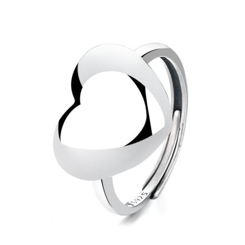 925 de prata esterlina Cuff Ring Finger, Coração, Vintage & para mulher, tamanho:6-8, vendido por PC