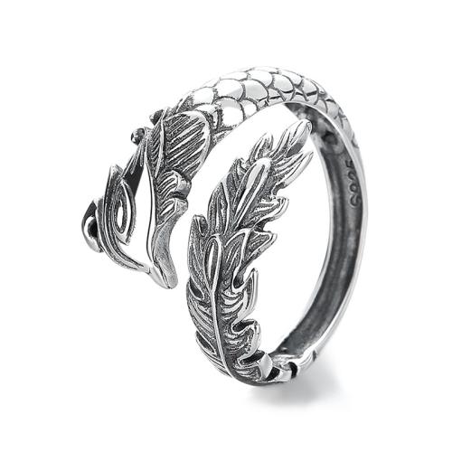 925 Sterling Silver Cuff Finger Ring Phoenix vintage & Unisex 16mm US Ring Sold By PC