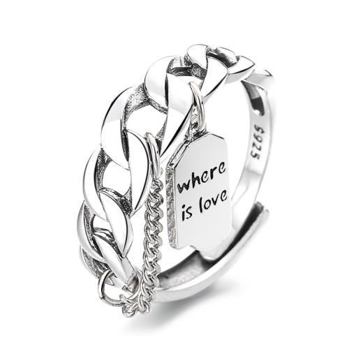 925 Sterling Silver Cuff Finger Ring, vintage & with letter pattern & for woman, US Ring Size:6-8, Sold By PC
