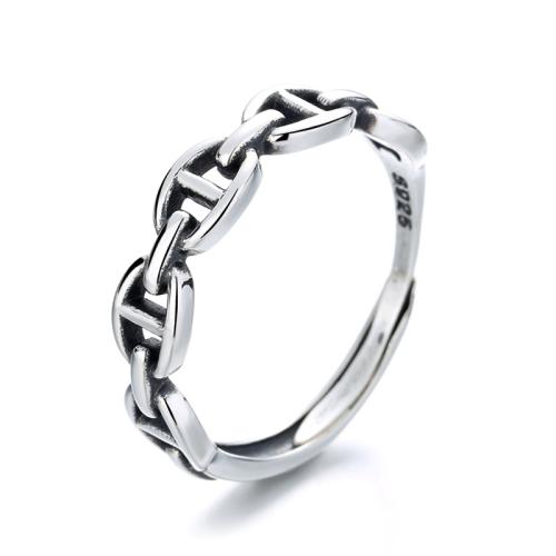 925 Sterling Silver Cuff Finger Ring Geometrical Pattern vintage & for woman & hollow US Ring Sold By PC