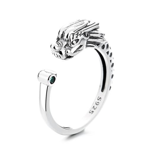 925 Sterling Silver Pljuska prst prsten, Zmaj, Berba & bez spolne razlike & epoksi naljepnica, više boja za izbor, Veličina:6-9, Prodano By PC