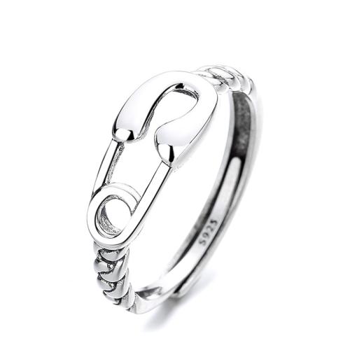 925 Sterling Silver Cuff Finger Ring Safety Pin vintage & Unisex & hollow US Ring Sold By PC