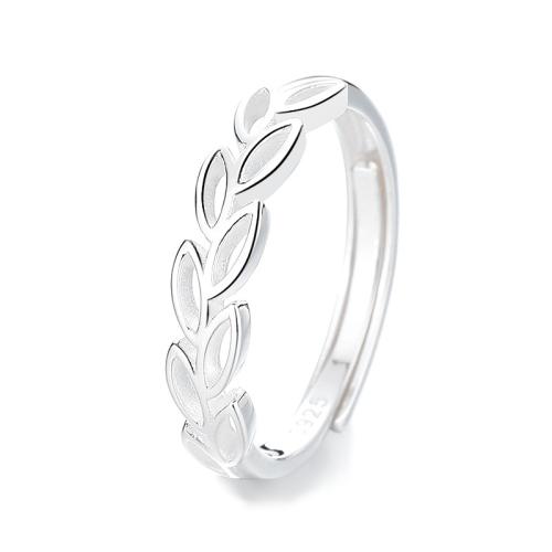 925 Sterling Silver Cuff Finger Ring, Leaf, for woman & hollow, 5mm, US Ring Size:6-9, Sold By PC