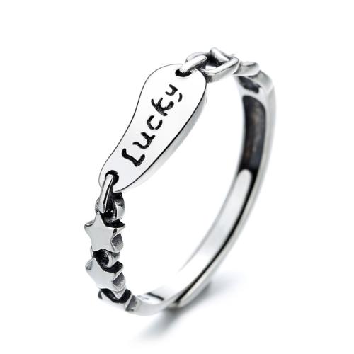 925 Sterling Silver Cuff Finger Ring, vintage & with letter pattern & for woman, 5mm, US Ring Size:4-8, Sold By PC