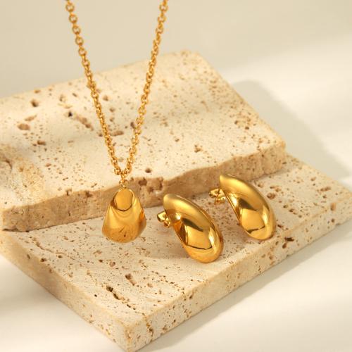 Conjuntos de jóias de aço inoxidável, Aço inoxidável 304, with 5cm extender chain, joias de moda & para mulher, dourado, comprimento Aprox 40.9 cm, vendido por PC